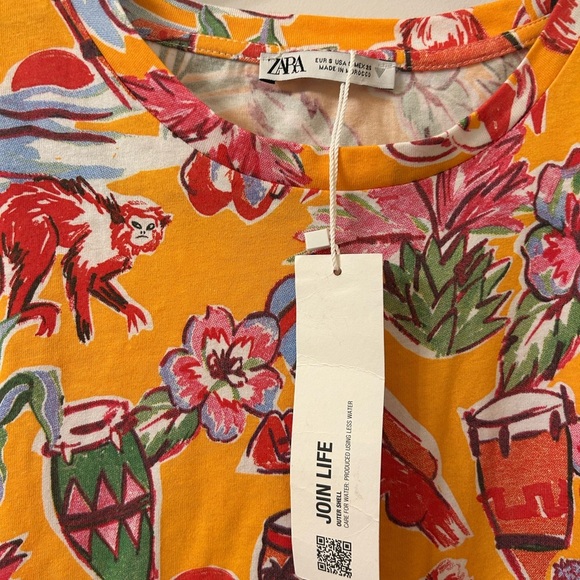 NWT Zara Orange Yellow Sundress Mini Casual - Picture 6 of 6